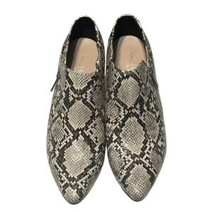 Michael Shannon Griffyn Boot Faux Leather Snake Pointy Toe Low Ankle Block Heel